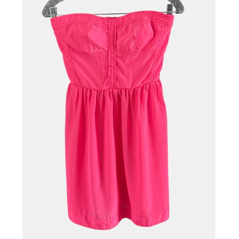 Roxy Hot Pink Strapless Smocked Mini Dress Size S